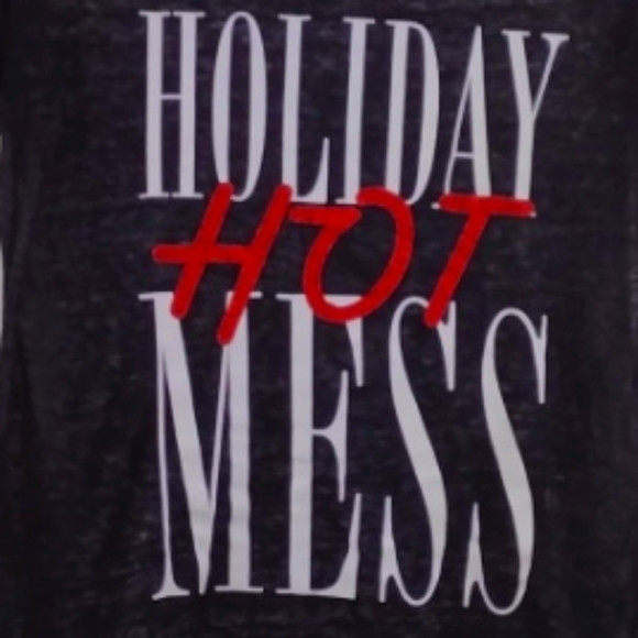 Rocker Girl Black "Holiday 💋 Hot Mess" Acid-Wash Short Sleeve Tee - Picture 8 of 10